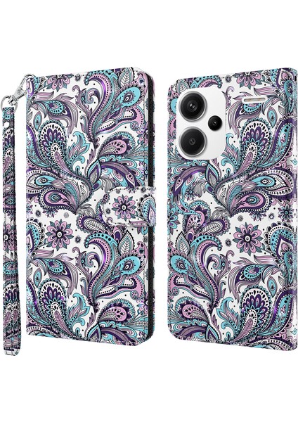 Xiaomi Redmi Note 13 Pro+ 5g Kılıf 3D Desen Baskı Deri Telefon Kılıfı El Kayışı-Impatiens Için (Yurt Dışından)