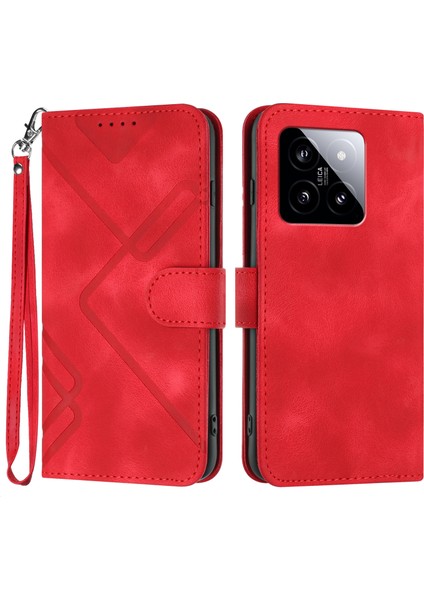 Xiaomi 14 Stand Folio Kapağı Geometrik Desen Cüzdan Deri Telefon Kasası (Yurt Dışından)