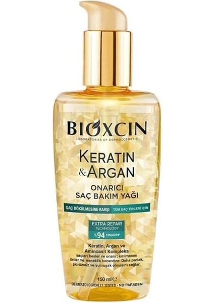 Bioxcin Keratin & Argan Onarıcı Saç Bakım Yağı 150 ml - Yıpranmış ve Hasar Görmüş Saçlar