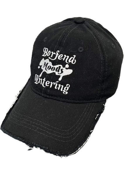 Amerikan Retro Beyzbol Şapkası Kadın Yırtık Mektup Genişlemiş Kenarlı Sivri Şapka (Yurt Dışından)