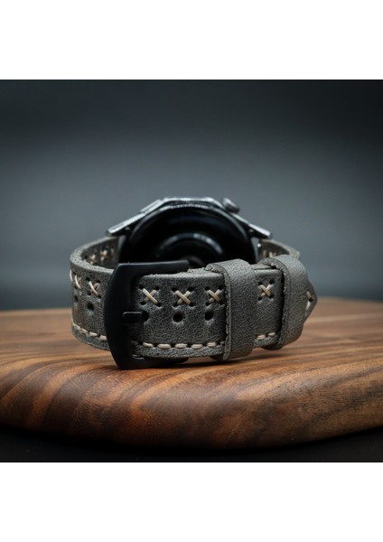Huawei Watch Gt Uyumlu Ultimate Çapraz Dikişli Gri 22MM Saat Kordonu fiyatları