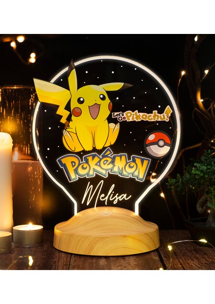 Sevgi Lambası Pikachu, Pokemon Temalı Gece Lambası, Pikachu Kişiye Özel Masa Lambası, Pokemon Çizgi Film Karakteri, Nostaljik Lamba, Çocuk Odası Dekor Lamba