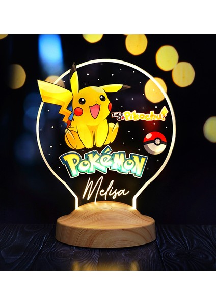 Sevgi Lambası Pikachu, Pokemon Temalı Gece Lambası, Pikachu Kişiye Özel Masa Lambası, Pokemon Çizgi Film Karakteri, Nostaljik Lamba, Çocuk Odası Dekor Lamba