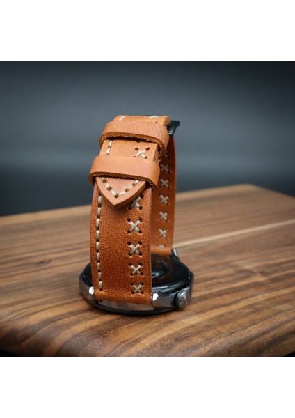 Huawei Watch Gt Uyumlu Ultimate Çapraz Dikişli Camel 22MM Saat Kordonu modelleri