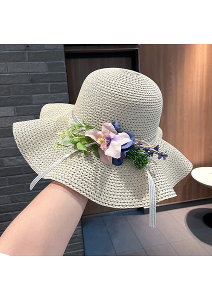 Yaz Güneşlik Hasır Şapka Tatil Uv Koruma Güneş Şapkası (Yurt Dışından)