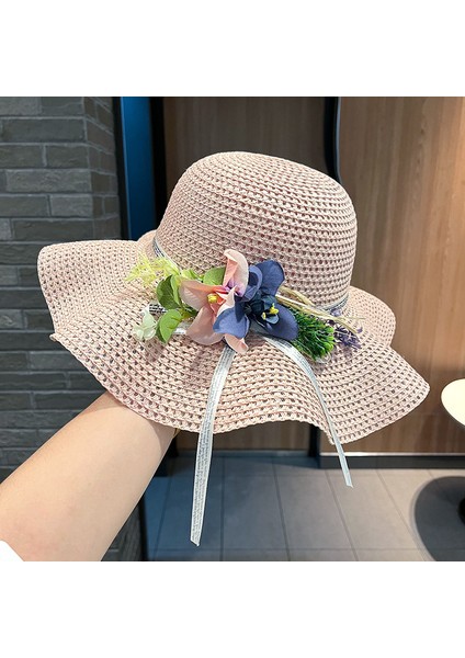 Yaz Güneşlik Hasır Şapka Tatil Uv Koruma Güneş Şapkası (Yurt Dışından)