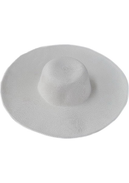 Büyük Kenarlı Hasır Şapka Plaj Şapkası Büyük Kenarlı Şapka Güneş Şapkası Bayan Güneş Şapkası (Yurt Dışından)