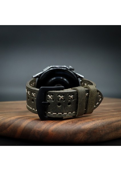 Huawei Watch Gt Uyumlu Ultimate Çapraz Dikişli Haki 22MM Saat Kordonu fiyatları