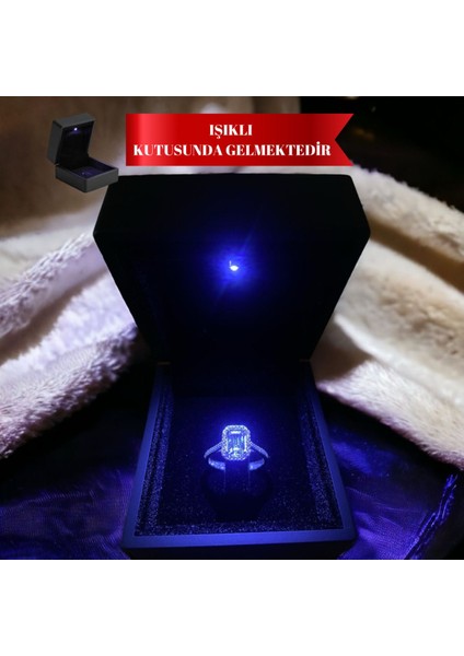 Tekno Trust Parlak Işikli Kutuda Pirlanta Işiltili Kadin Gümüş Baget Yüzük Gümüş Gümüş Zirkon Taş Baget 925 Aya