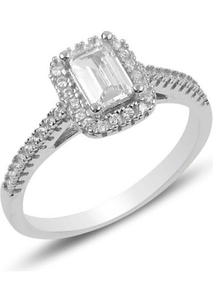 Tekno Trust Parlak Işikli Kutuda Pirlanta Işiltili Kadin Gümüş Baget Yüzük Gümüş Gümüş Zirkon Taş Baget 925 Aya fiyatları