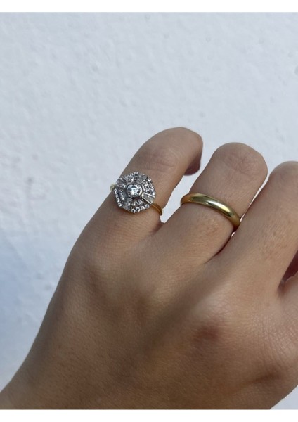 Tekno Trust Zirkon Taş Ayarlanabilir Gümüş Serçe Parmak Yüzüğü Gümüş Çok Renkli Parlak 925 Ayar