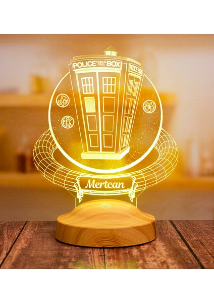 Tardis Desenli Gece Lambası, Doctor Who Hayranlarına , Zaman Yolcusu Telefon Kulübesi, Timelord, Tardis, Kişiselleştirilebilir 3 Boyutlu Masa Lambası