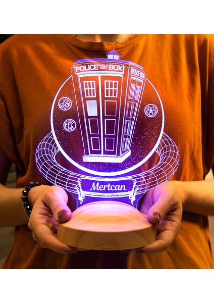 Tardis Desenli Gece Lambası, Doctor Who Hayranlarına , Zaman Yolcusu Telefon Kulübesi, Timelord, Tardis, Kişiselleştirilebilir 3 Boyutlu Masa Lambası