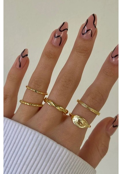 Tekno Trust Altın 5'li Yüzük Seti Altın Rengi 1542 100% Metal Zamak Kaplama fiyatları