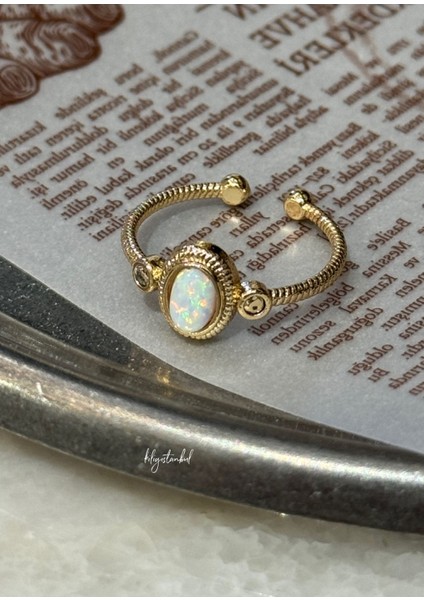 Tekno Trust Vintage Opal Gold Renk Yüzük Lak Kaplama Altın