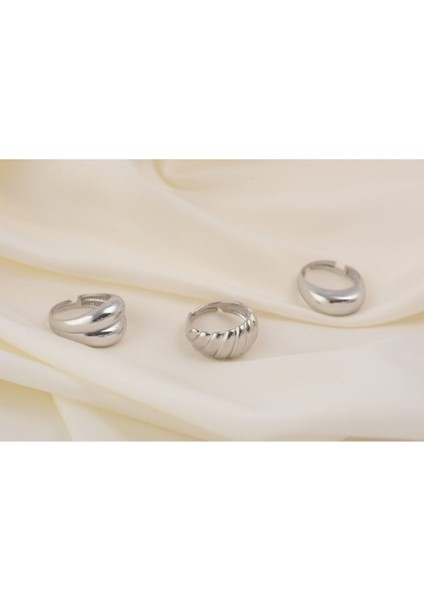 Tekno Trust Gümüş Bombeli Yüzük Seti 3'lü Altın Kaplama indirimleri