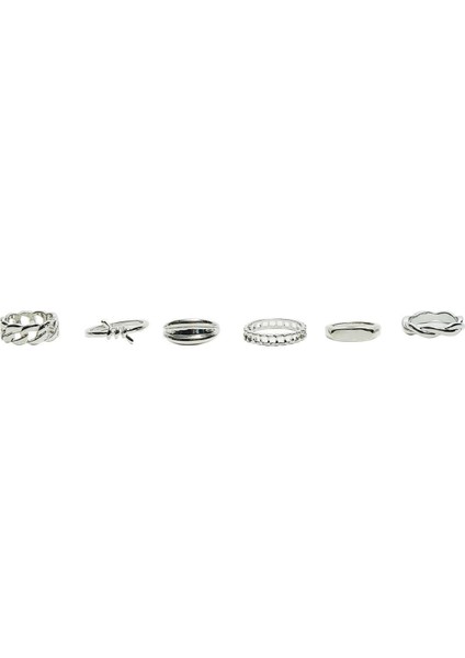 Tekno Trust Gümüş 6'lı Düğüm Yüzük Seti Gümüş Rengi 100% Metal modelleri