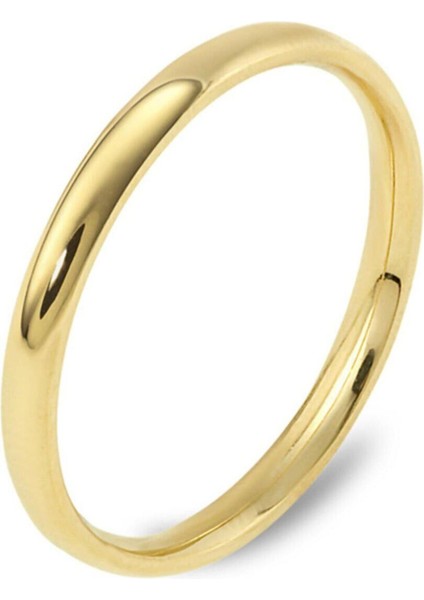 Tekno Trust Sarı 3mm Ince Bombeli Parlak Erkek Kadın Unisex Çelik Alyans Yüzük CL27 Paslanmaz Çelik Parlak