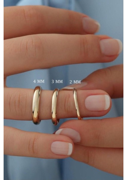 Tekno Trust Sarı 3mm Ince Bombeli Parlak Erkek Kadın Unisex Çelik Alyans Yüzük CL27 Paslanmaz Çelik Parlak fırsatları