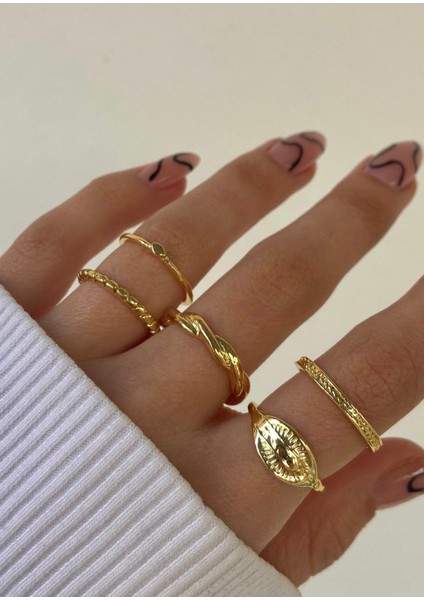 Tekno Trust Altın Gold Renk Yüzük Seti Gümüş fiyatları