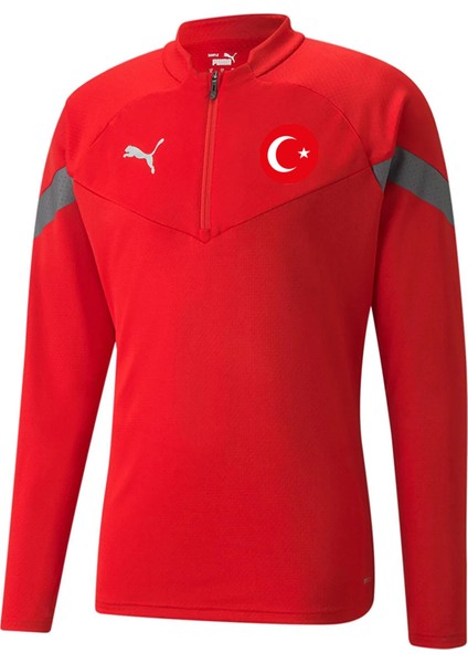 Euro 2024 Türkiye Milli Antrenman Fermuarlı Sweatshirt Ceket Kırmızı Beyaz