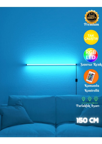 Uzaktan Kumandalı Rgb LED Abajur Aplik Gece Lambası Kumandalı 120 cm