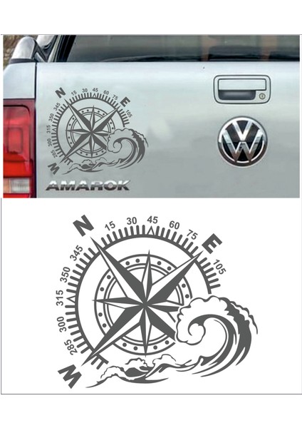 Pusula Dalga Offroad 4x4 Adventure Kamp Araba Oto Motosiklet Karavan Sticker 00067
