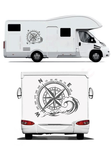 Pusula Dalga Offroad 4x4 Adventure Kamp Araba Oto Motosiklet Karavan Sticker 00067