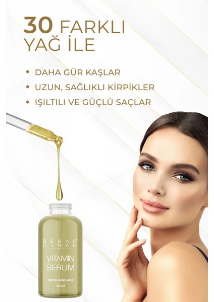 Serap Çınar Kaş & Saç Için Vitamin Serum 30ML - Gürleştirici, Doğallaştırıcı Profesyonel Seru