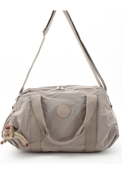 Unısex Büyük Boy Vizon Renkli Krinkıl Kumaş Ayakkabı Bölümlü Çapraz Askılı Spor ve Seyahat Çantası modelleri