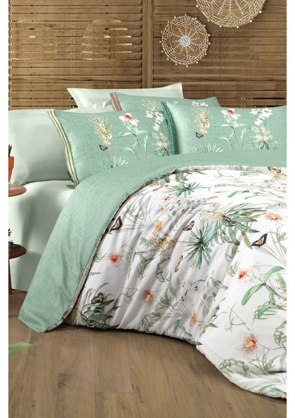 Felina Yeşil King Size (Battal Boy) %100 Pamuk Lyocell Nevresim Takımı