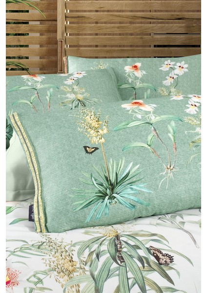 Felina Yeşil King Size (Battal Boy) %100 Pamuk Lyocell Nevresim Takımı