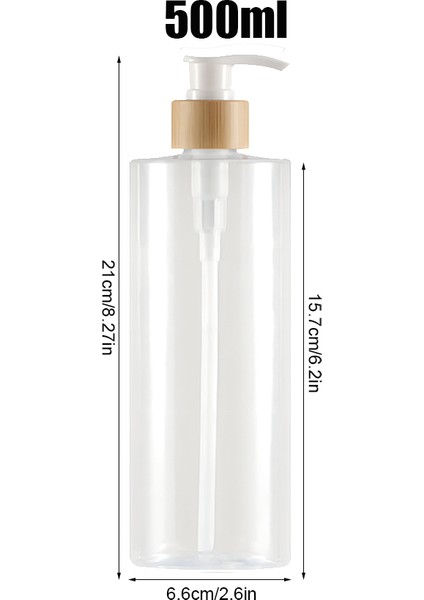500ML-TRANS Tarzı Bambu Pompa Sabunluk Mutfak Banyo Için El Bulaşık Sabunu Şampuan Kremi Vücut Yıkama Dispenseri Su Geçirmez Etiketler ile (Yurt Dışından)