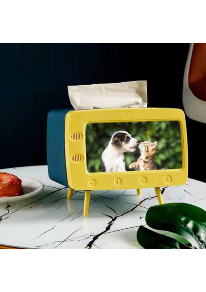 Siyah Stil Officehome Için Doku Kutusu Tv Şekli Telefon Tutucu Yuvası Toz Geçirmez Abs Kağıt Dağıtıcı Peçete Kutusu (Yurt Dışından) fırsatları