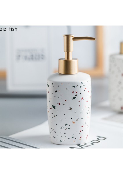 Kırmızı Stil Seramik El Yıkama Sıvısı Şişesi Renk Terrazzo Desen Banyo Malzemeleri Losyon Şişesi Sabun Şişesi Taşınabilir Sabunluklar (Yurt Dışından) indirimleri