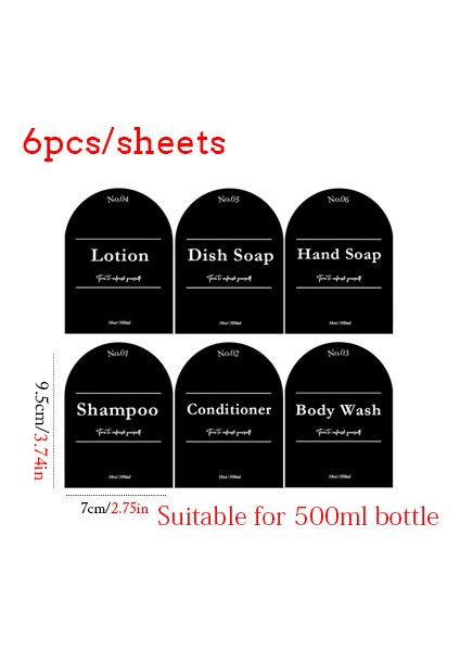 Siyah Stil 300 ml ml Banyo Sabunluk Şişe Şampuan Duş Jeli Şişe Basın Tipi Doldurulabilir Boş Parlak Şişe Su Geçirmez Etiketler (Yurt Dışından)