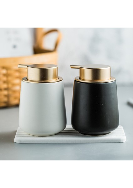 Siyah Stil 400 ml Seramik Losyon Sabun Şişesi 400 ml Sabun Pompası Dispenserleri ve Jel El Dezenfektanı Kabı Duş Köpüğü Seti Banyo Aksesuarları Seti (Yurt Dışından)