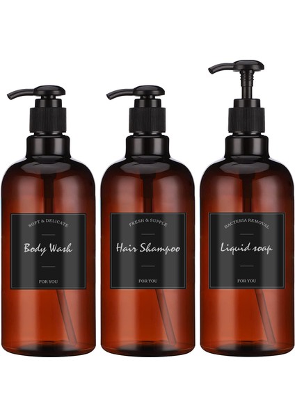 F Tarzı Banyo Şampuanı Pompa Şişesi Doldurulabilir 16.9 Oz Duş Jeli Dispenseri Büyük Kapasiteli Losyon Boş Şişe Su Geçirmez Etiketli (Yurt Dışından) fiyatları