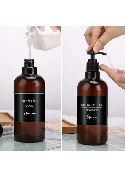 F Tarzı Banyo Şampuanı Pompa Şişesi Doldurulabilir 16.9 Oz Duş Jeli Dispenseri Büyük Kapasiteli Losyon Boş Şişe Su Geçirmez Etiketli (Yurt Dışından) indirimleri