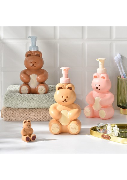 Sütlü Çay Tarzı 500 ml Karikatür Ayı Köpük Sabunluk Banyo El Temizleyici Şampuan Duş Jeli Doldurulabilir Pompa Şişe Yapımı Köpük Konteyner (Yurt Dışından)