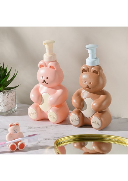 Sütlü Çay Tarzı 500 ml Karikatür Ayı Köpük Sabunluk Banyo El Temizleyici Şampuan Duş Jeli Doldurulabilir Pompa Şişe Yapımı Köpük Konteyner (Yurt Dışından)
