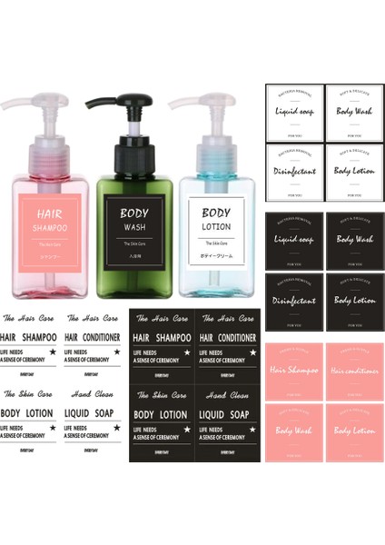 No.1 Stili 1 Takım Seyahat Losyonu Şişe Etiketleri Su Geçirmez Dağıtıcı Etiket Seti Şampuan Vücut Losyonu Banyo El Sabunu Kremi Etiketleri (Yurt Dışından) fiyatları