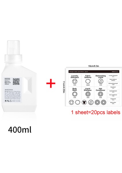 BEYAZ-400ML Tarzı Çamaşır Sıvısı Doldurulabilir Şişe Çamaşır Deterjanı Dispenseri Büyük Kapasiteli Yumuşatıcı Deterjan Saklama Kabı (Yurt Dışından)