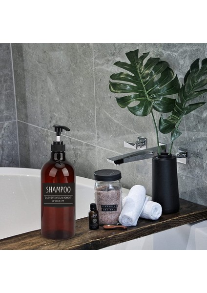 Kahverengi Tarzı 500 ml Sabunluk Şampuan Kremi Vücut Yıkama Şişeleri Doldurulabilir Losyon Pres Şişesi Banyo Depolama Şişesi (Yurt Dışından) modelleri