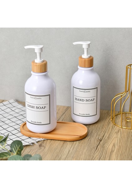 2-B Tarzı 500ML 1 Adet Sabun Pompalı Dağıtıcı Banyo Şampuanı Mutfak Bulaşık Sabunu Ahşap Pompa Şişesi Dolum Duş Jeli El Sıvı Saklama Kabı (Yurt Dışından) indirimleri