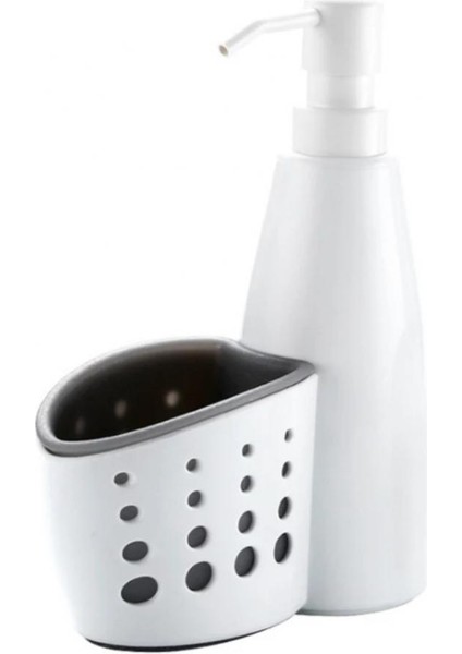 Beyaz Stil 400 ml 400ML Bulaşık Sabunu Şişesi Sünger Tutucu ile Mutfak Doldurulabilir Sıvı Sabunluk El Sabunu Losyon Konteyner Çiftlik Evi Deco Için (Yurt Dışından)