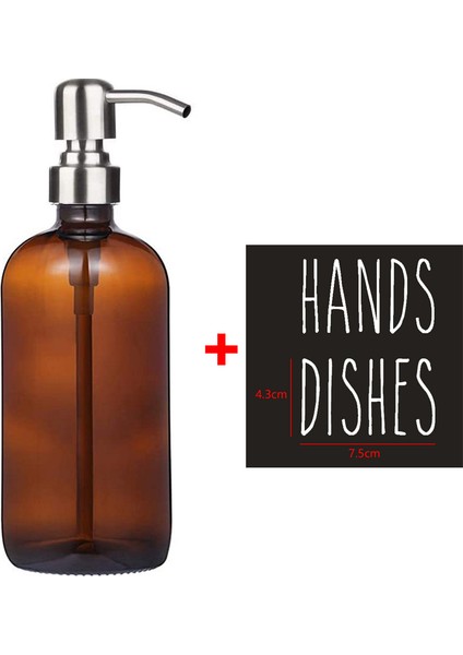 F Tarzı 250 ml Kalın Amber Sabunluk Cam Kavanoz Etiketli Mat Siyah Paslanmaz Çelik Pompa Esansiyel Yağı Losyon Sabun Şişesi ml (Yurt Dışından)