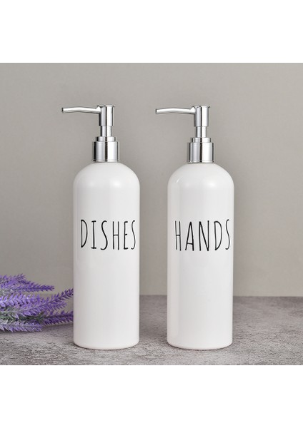 Fildişi Tarzı 500 ml Banyo Şampuan Şişesi Lavabo Sabunluk Mutfak El Sabunu Bulaşık Sabunu Doldurulabilir Şişe Su Geçirmez Etiket (Yurt Dışından) fiyatları