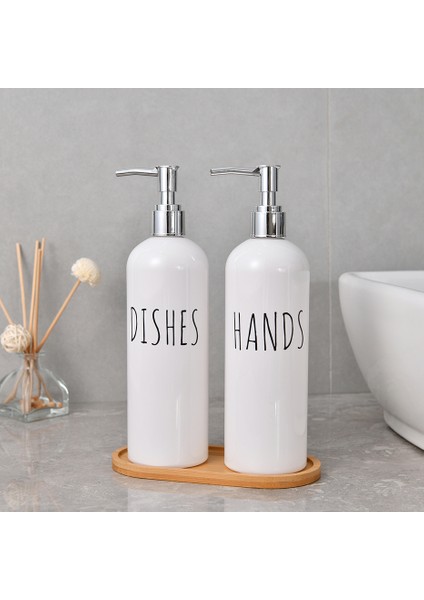 Fildişi Tarzı 500 ml Banyo Şampuan Şişesi Lavabo Sabunluk Mutfak El Sabunu Bulaşık Sabunu Doldurulabilir Şişe Su Geçirmez Etiket (Yurt Dışından) indirimleri