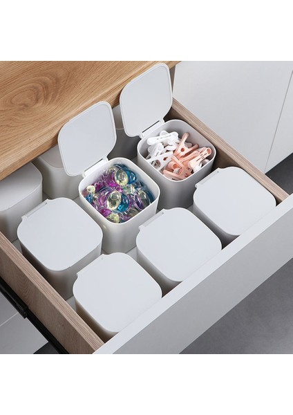 Beyaz Stil Tezgah Saklama Kutusu Çamaşır Boncuk Konteyner Çok Kullanımlı Çamaşır Tozu Kapaklı Kutu Yıkama Odası Organizatör (Yurt Dışından) fiyatları